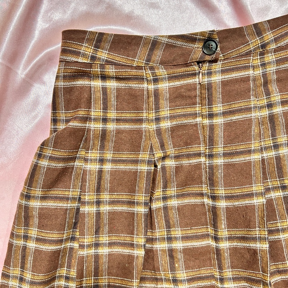 SHEIN Brown Plaid Preppy Skirt